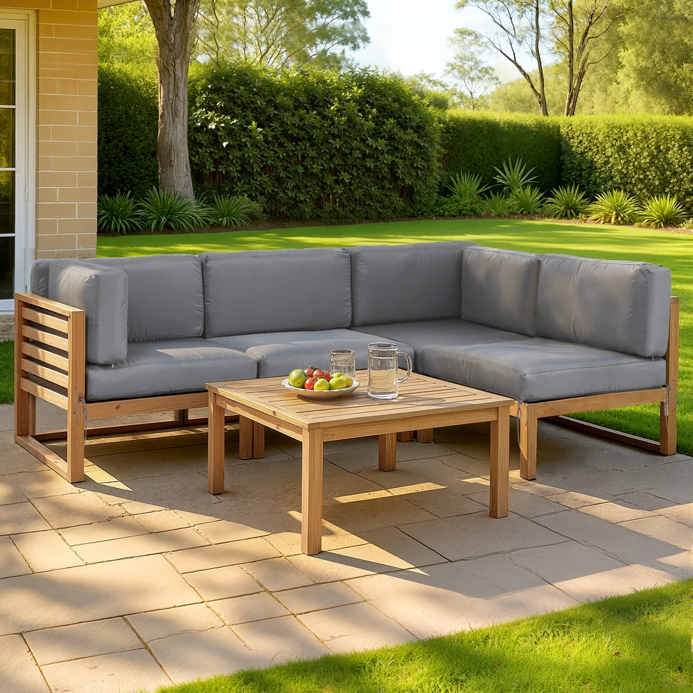 4-Piece Outdoor Sofa Set Wooden Couch Lounge Setting 5PCS - Image 7