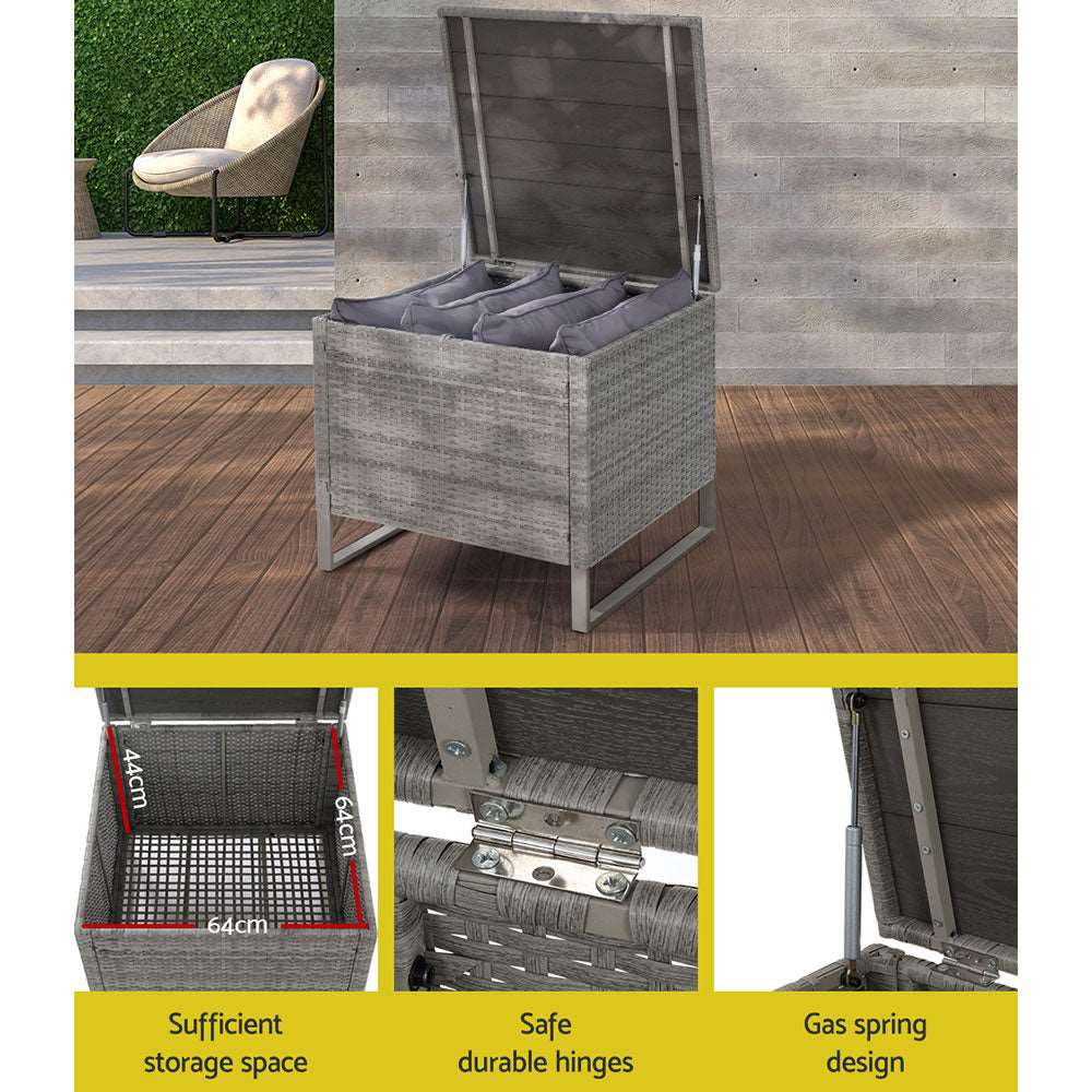 4-Seater Outdoor Sofa Furniture Lounge Set Wicker Setting Grey - Image 7