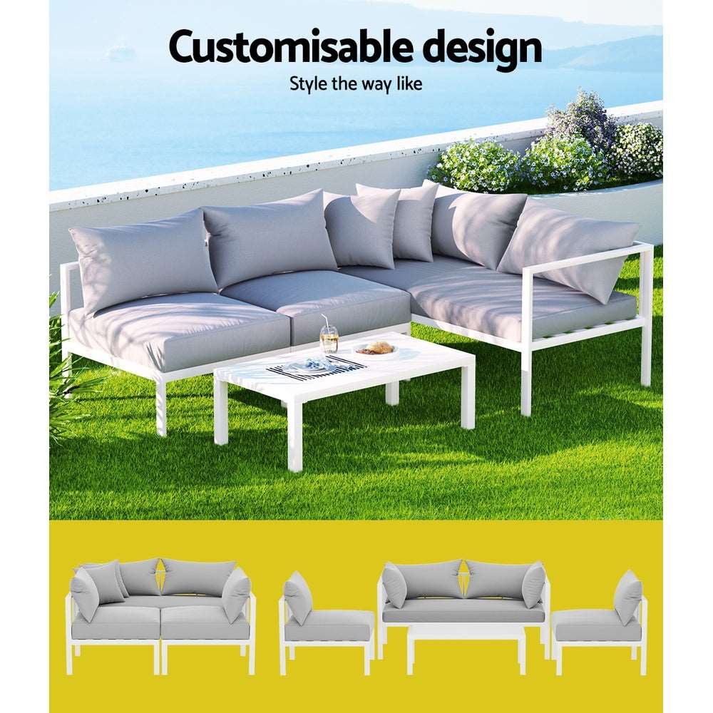 4 Seater Outdoor Sofa Set Aluminium Lounge Setting - Image 4