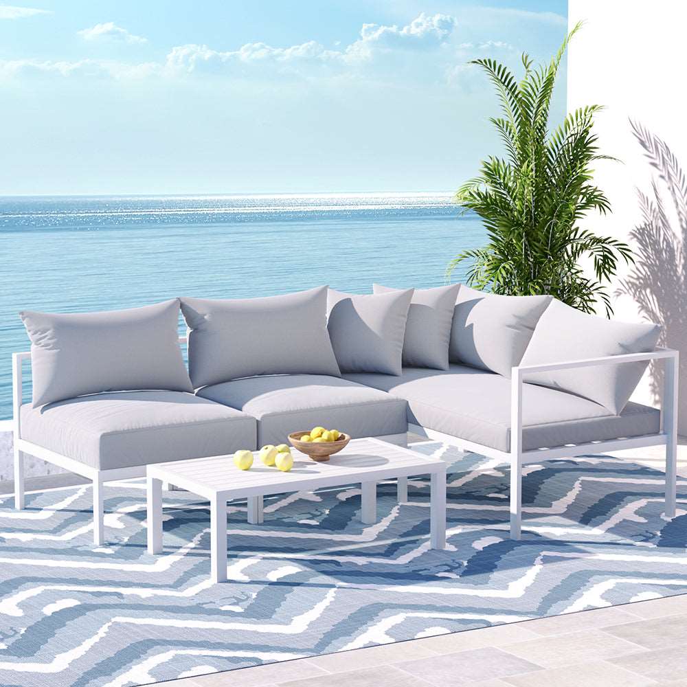 4 Seater Outdoor Sofa Set Aluminium Lounge Setting - Image 7
