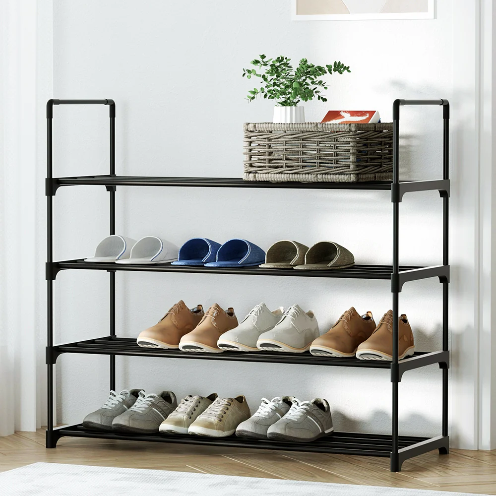 4-Tier Stackable Shoe Rack – Black (80cm Wide)