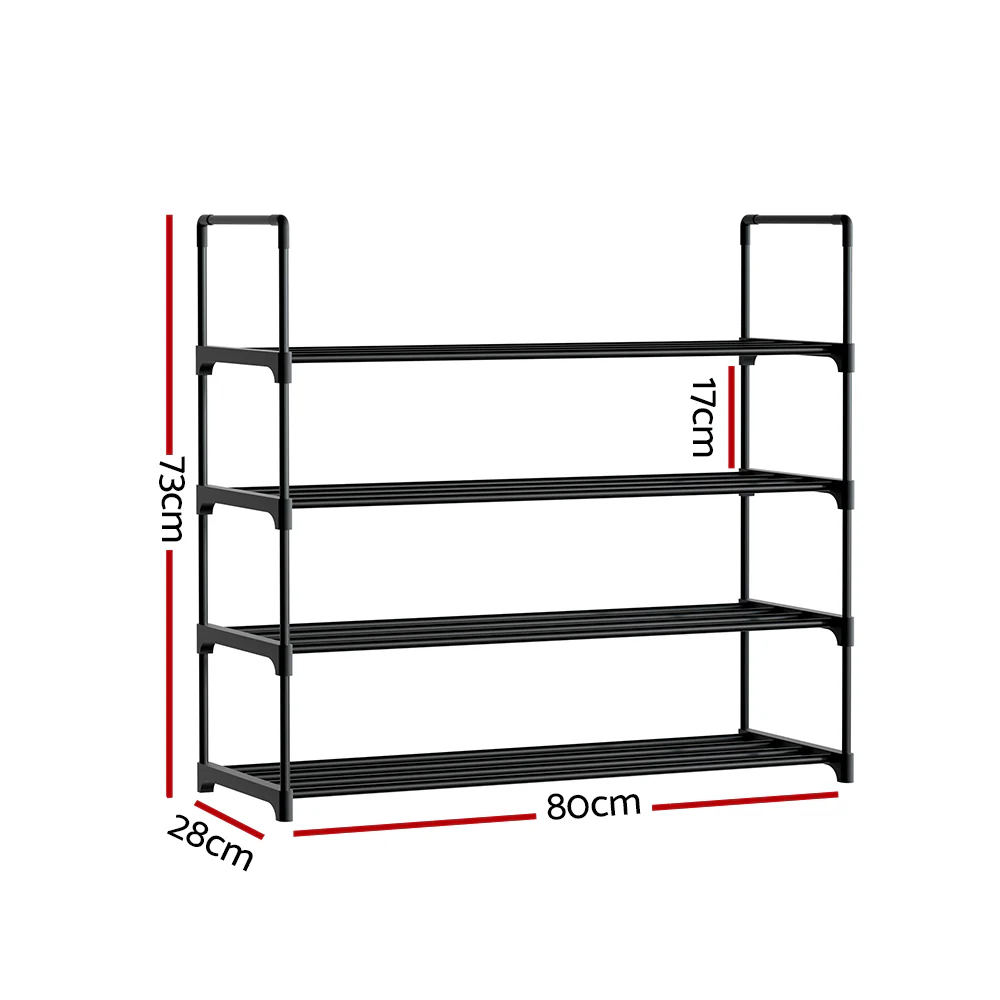 4-Tier Stackable Shoe Rack – Black (80cm Wide) - Image 3