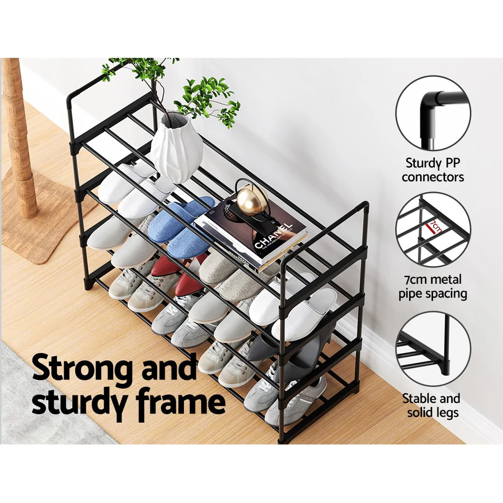 4-Tier Stackable Shoe Rack – Black (80cm Wide) - Image 6