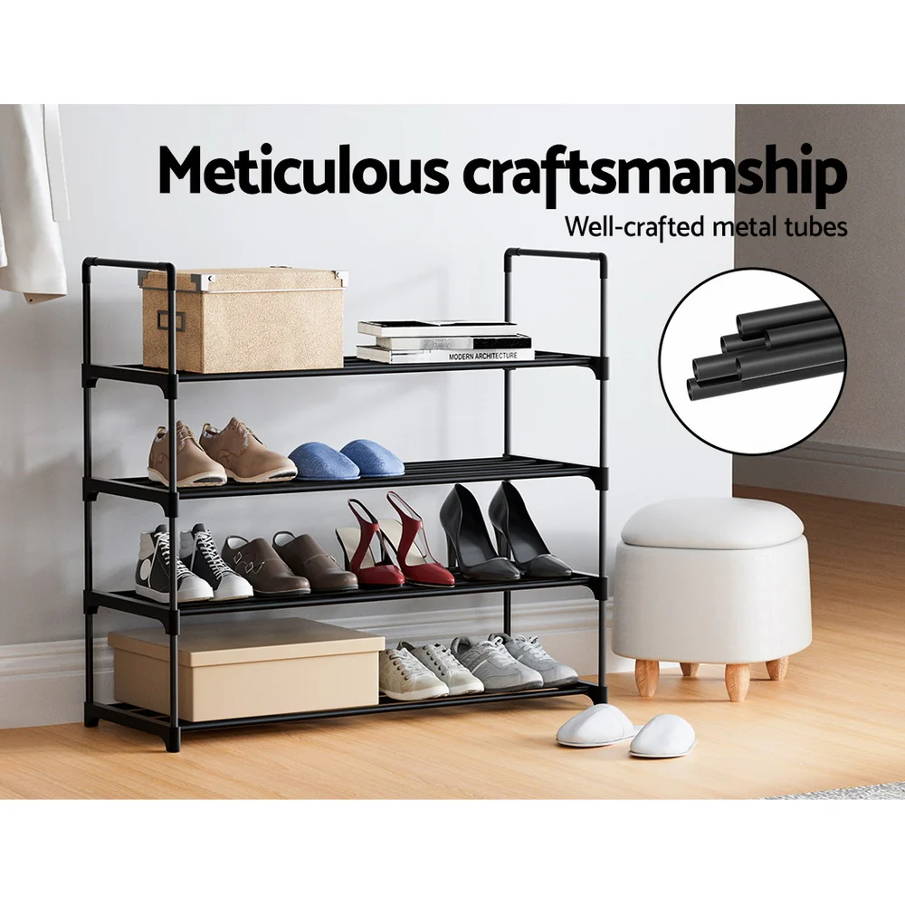 4-Tier Stackable Shoe Rack – Black (80cm Wide) - Image 7