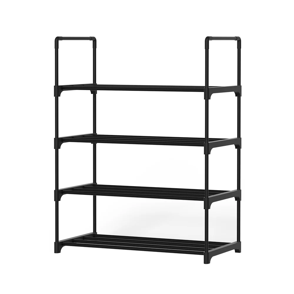4-Tier Stackable Shoe Rack – Black (55cm Wide) - Image 2