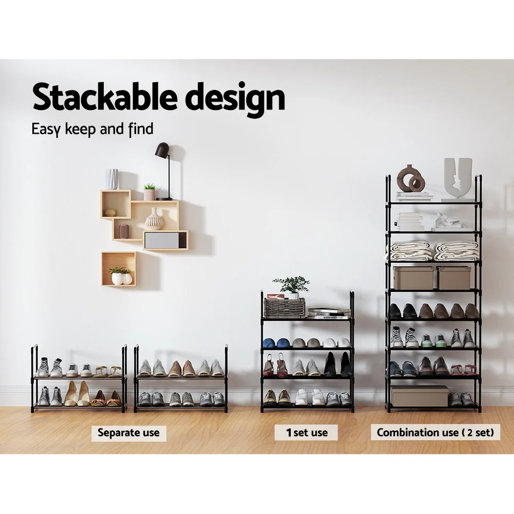 4-Tier Stackable Shoe Rack – Black (55cm Wide) - Image 5