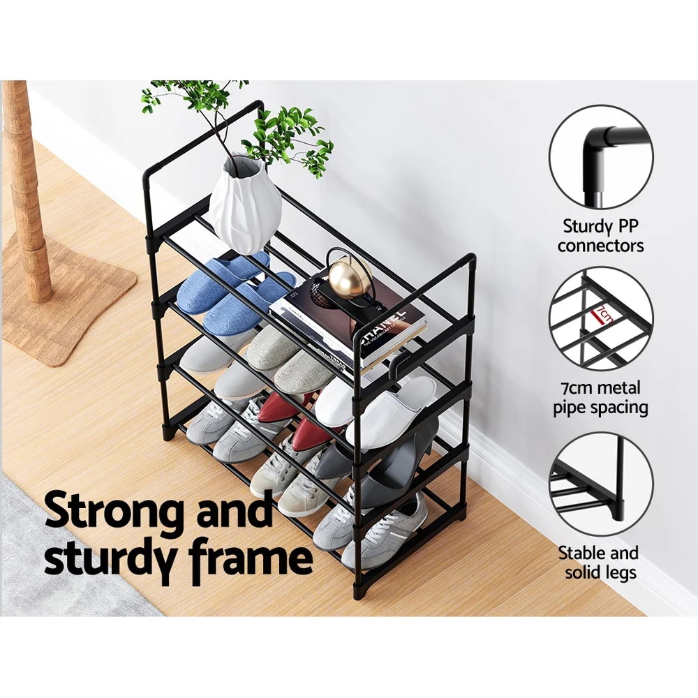 4-Tier Stackable Shoe Rack – Black (55cm Wide) - Image 6