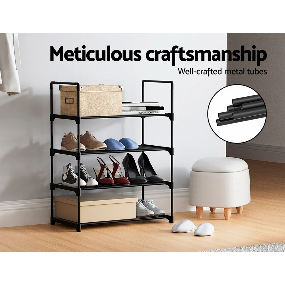 4-Tier Stackable Shoe Rack – Black (55cm Wide) - Image 7