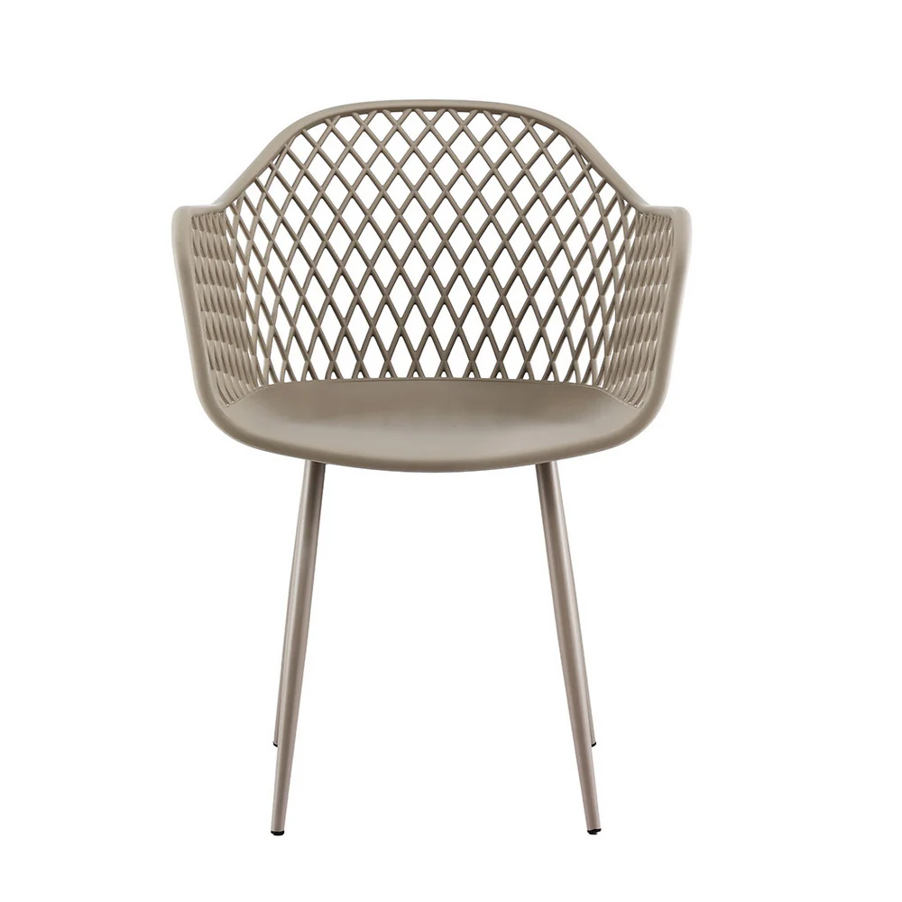 Set of 4 Outdoor Dining Chairs PP Lounge Chair Patio Furniture Garden Coffee - Image 3
