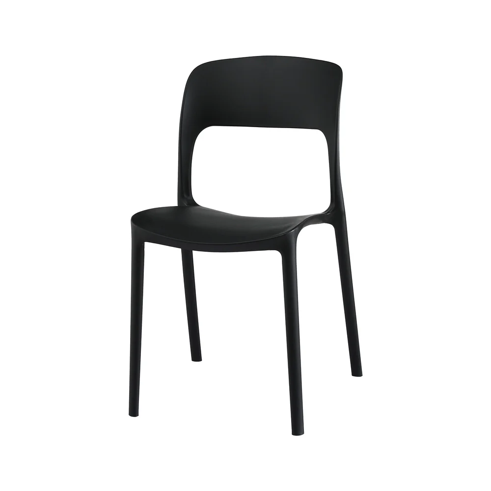 Set of 4 Outdoor Dining Chairs Stackable PP Patio Chair Garden Furniture Black - Image 3