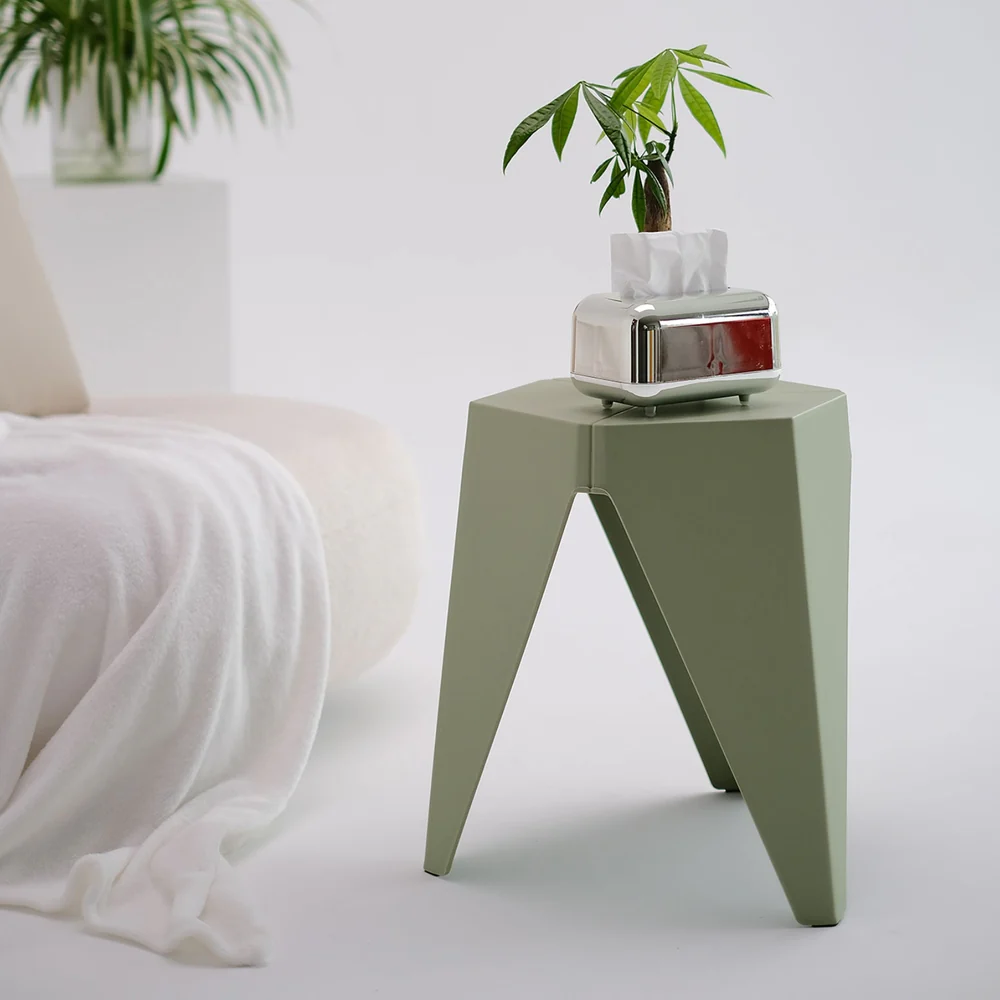 Set of 4 Puzzle Stool Bar Stools Stackable Green - Image 4