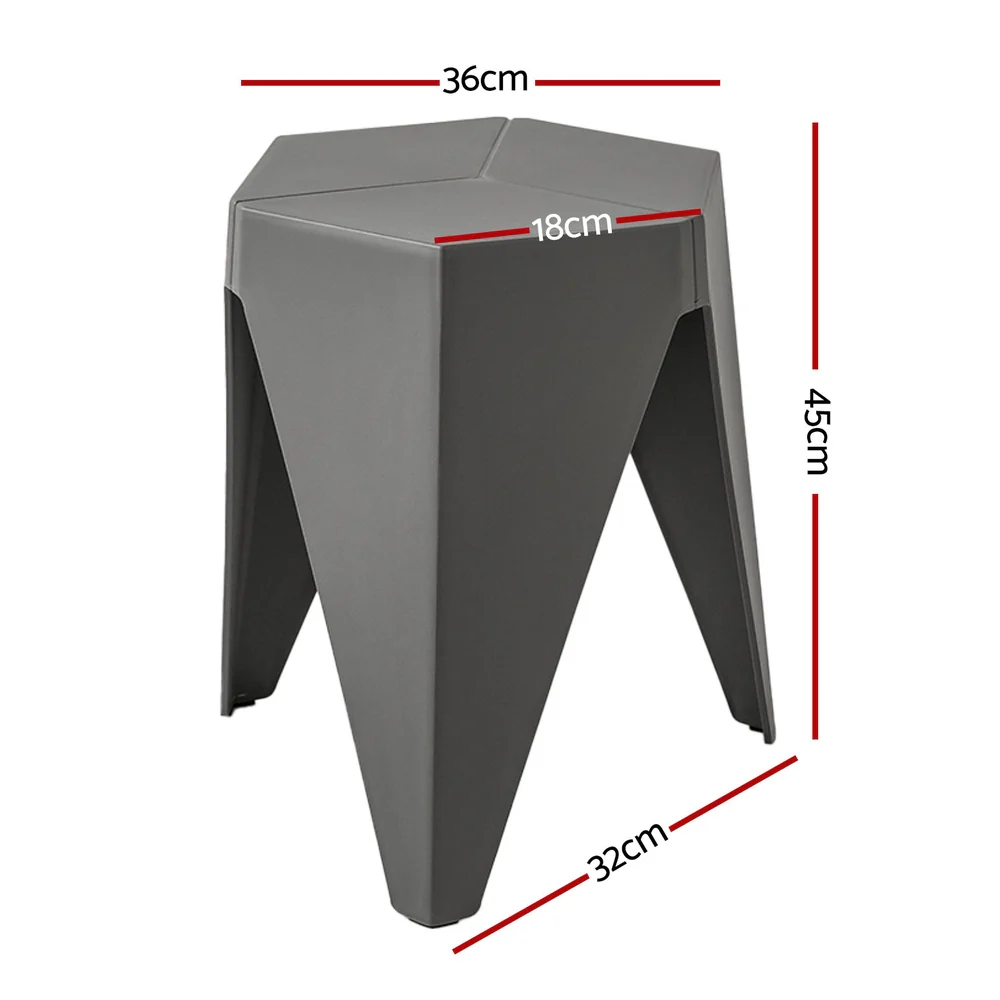 Set of 4 Puzzle Stool Bar Stools Stackable Grey - Image 2