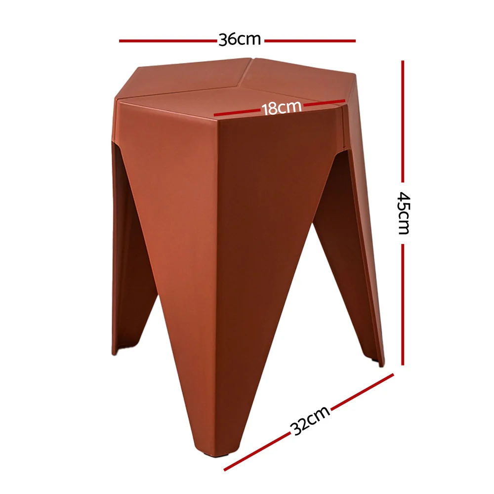 Set of 4 Puzzle Stool Bar Stools Stackable Red - Image 2