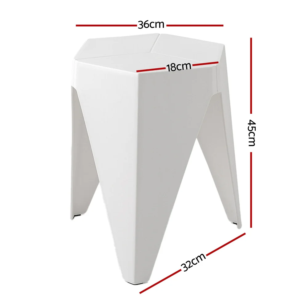 Set of 4 Puzzle Stool Bar Stools Stackable White - Image 2