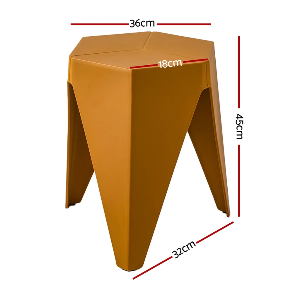 Set of 4 Puzzle Stool Bar Stools Stackable Yellow - Image 2