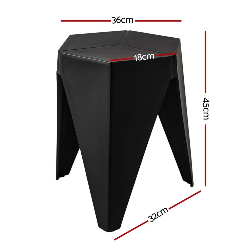 Set of 4 Puzzle Stool Plastic Bar Stools Stackable Black - Image 2