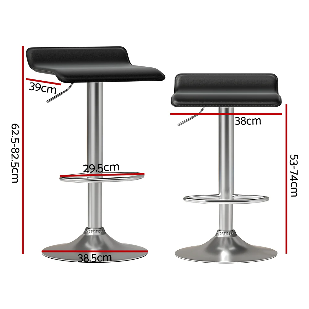 Set of 4 Bar Stools Faux Leather Chair Black - Image 2