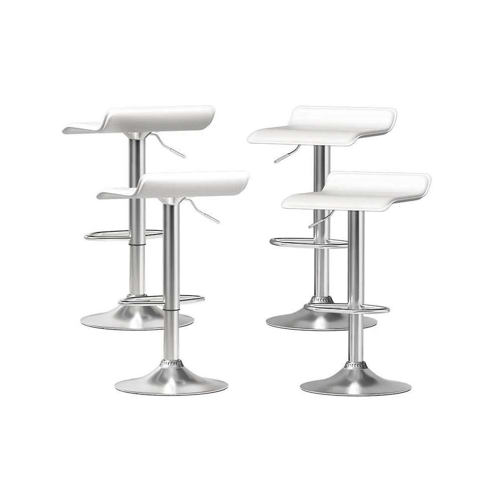 Set of 4 Bar Stools Faux Leather Chair White - Image 7
