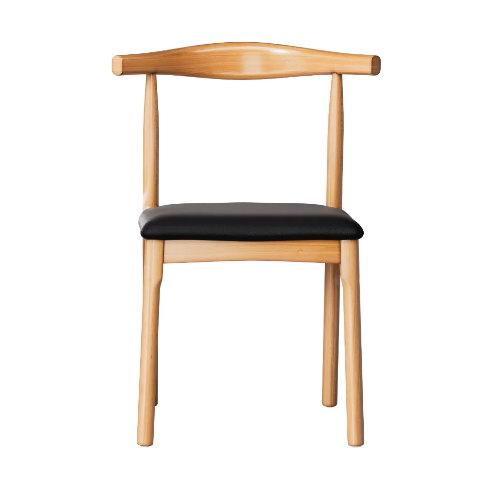 Set of 4 Dining Chairs Rubber Wood Leather Seat Black - Image 3
