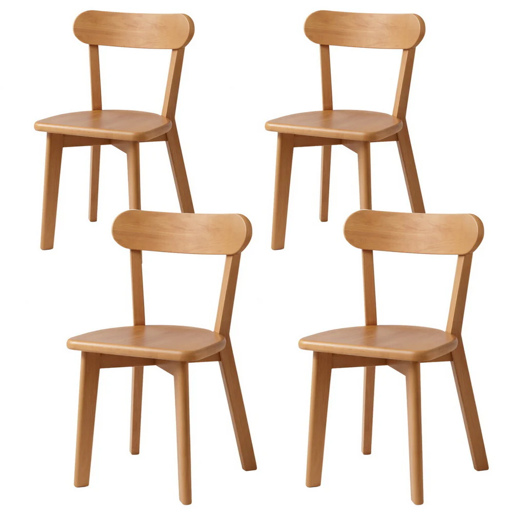Set of 4 Dining Chairs Wooden Kitchen Accent Chair Cafe Lounge Rubber Wood - Image 3