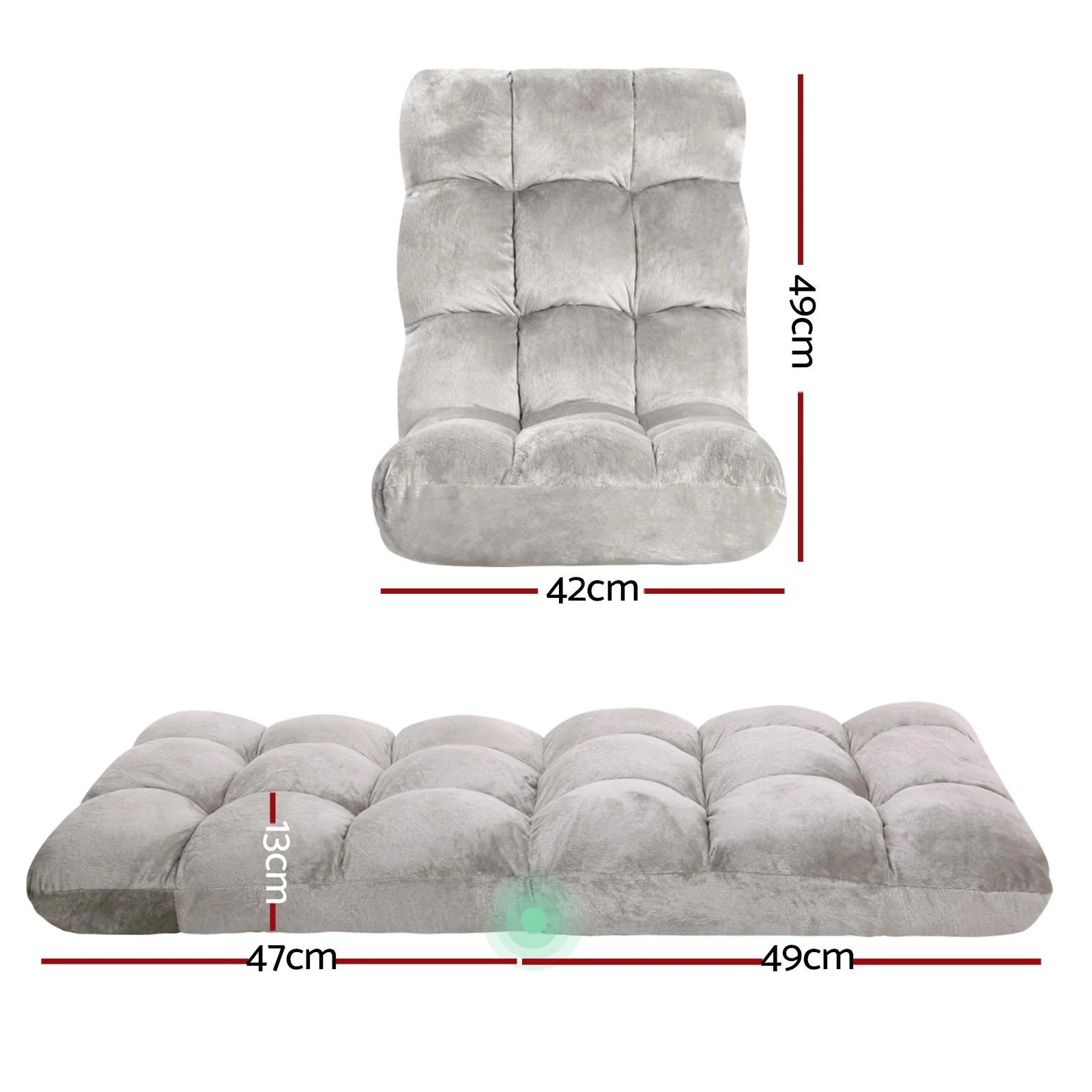 Set of 4 Lounge Sofa Bed Flannel Fabric Grey - Image 2