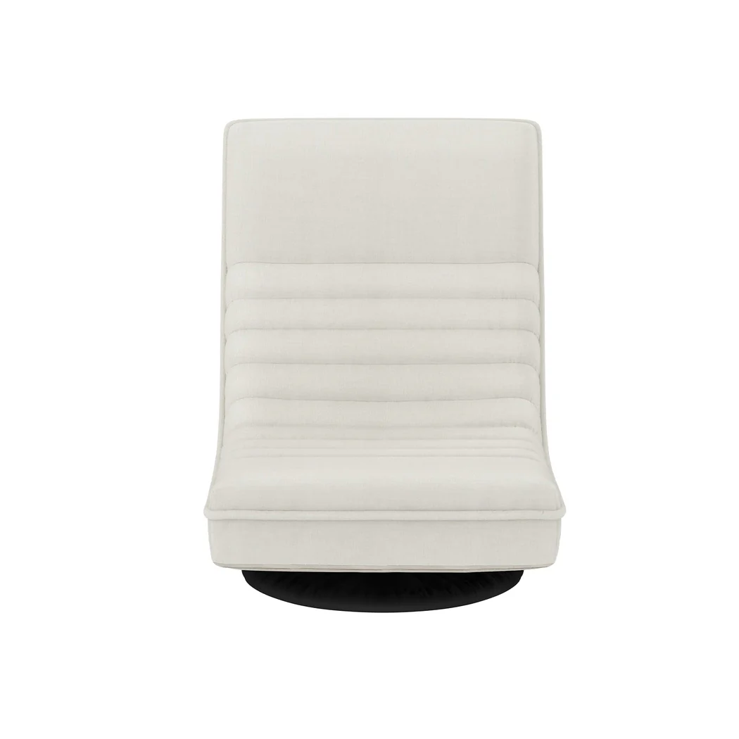 4XFloor Chair Lounge Sofa Swivel Foldable Linen White - Image 3