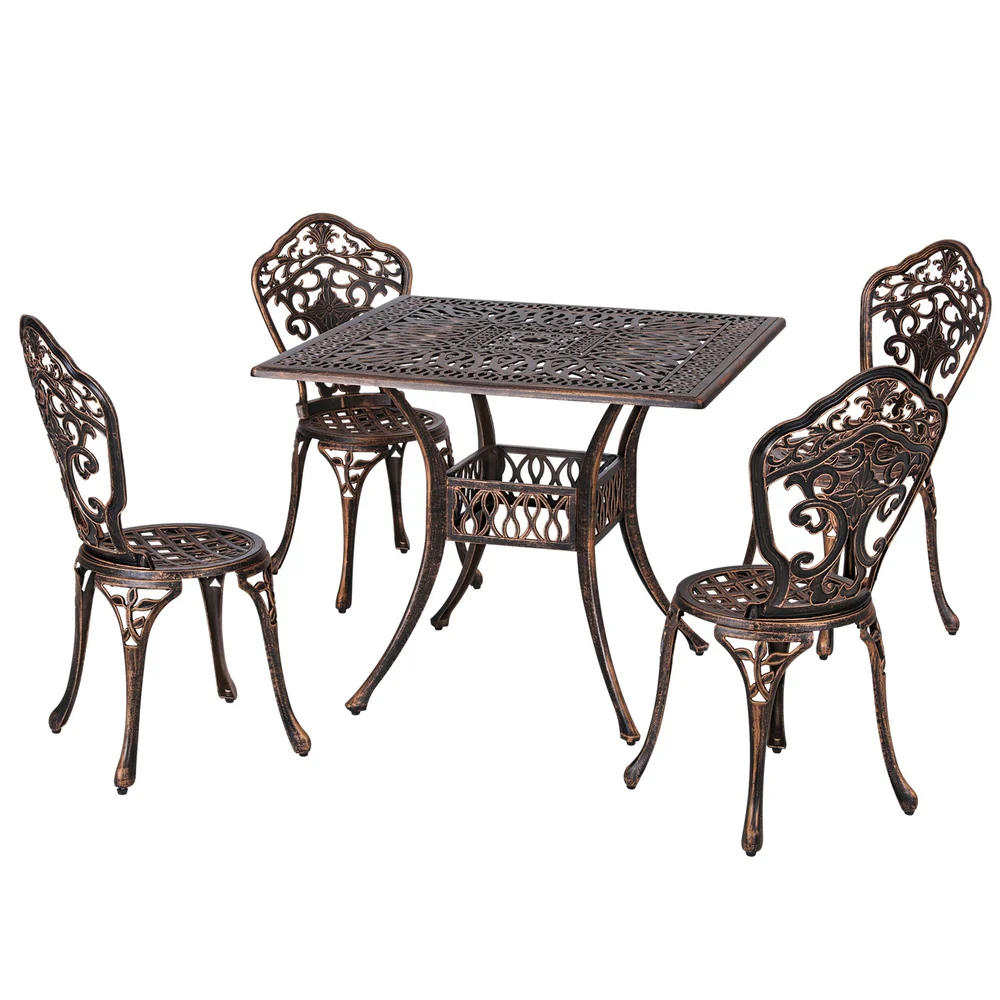 5 Piece Aiden Aluminium Garden Patio Set - Bronze - Image 3
