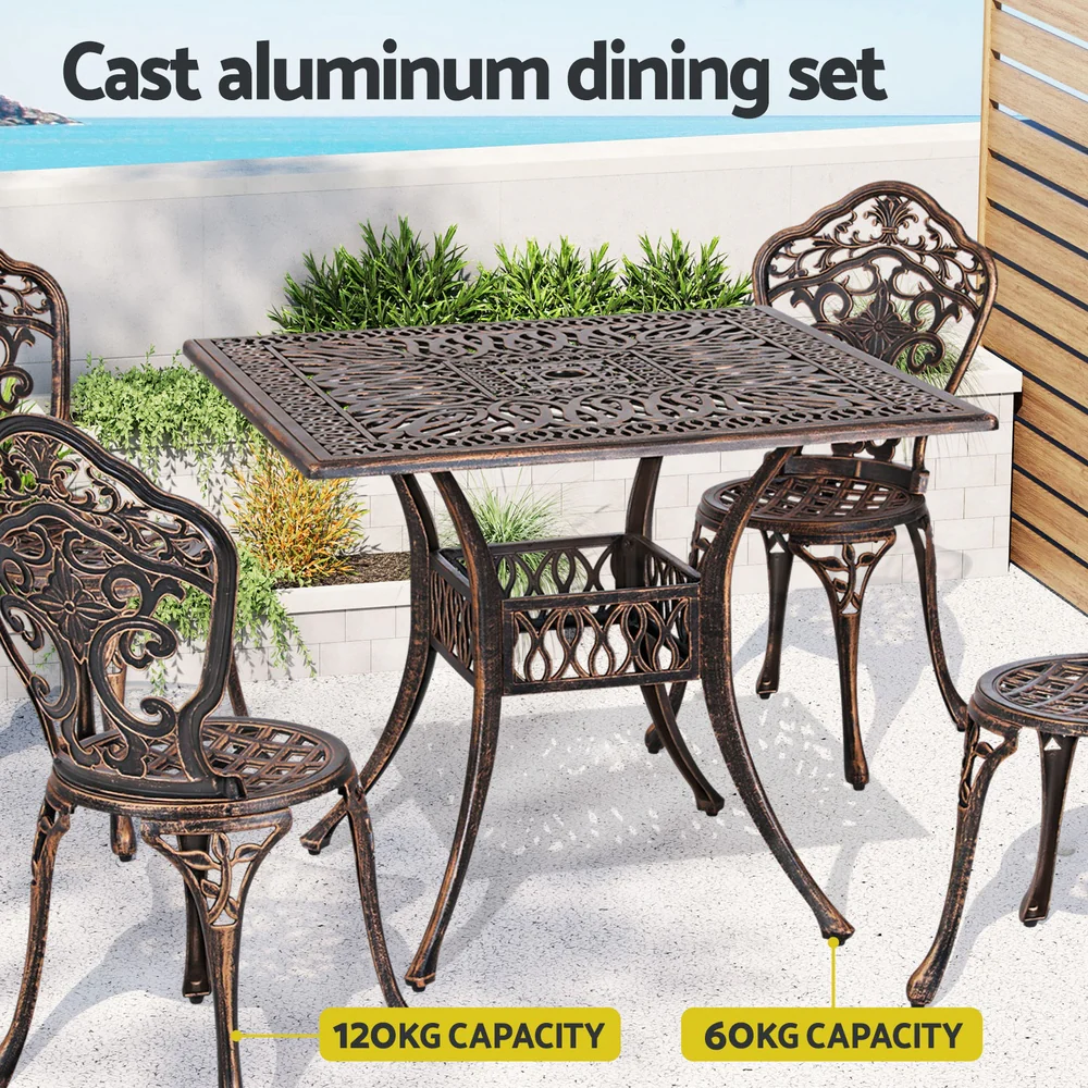 5 Piece Aiden Aluminium Garden Patio Set - Bronze - Image 4