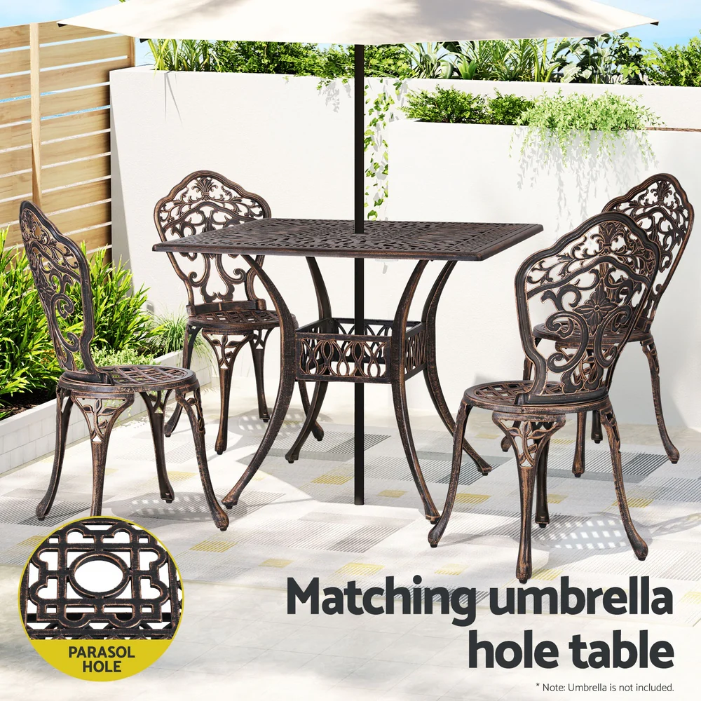 5 Piece Aiden Aluminium Garden Patio Set - Bronze - Image 6