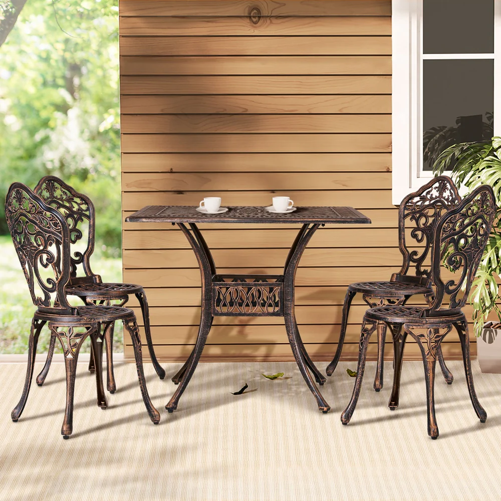 5 Piece Aiden Aluminium Garden Patio Set - Bronze - Image 7