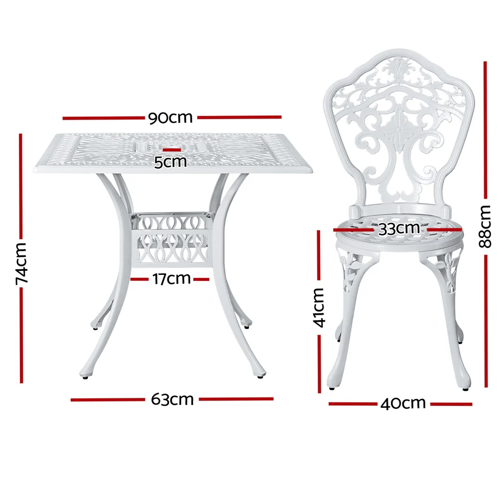 5 Piece Aiden Aluminium Garden Patio Set - White - Image 2