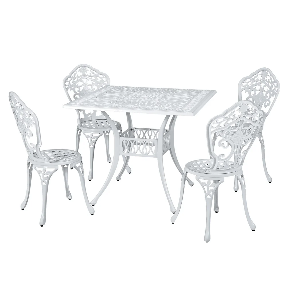 5 Piece Aiden Aluminium Garden Patio Set - White - Image 3