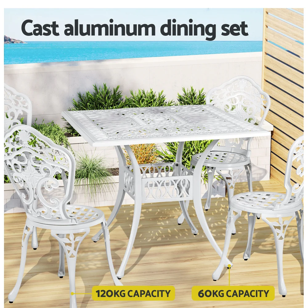 5 Piece Aiden Aluminium Garden Patio Set - White - Image 4