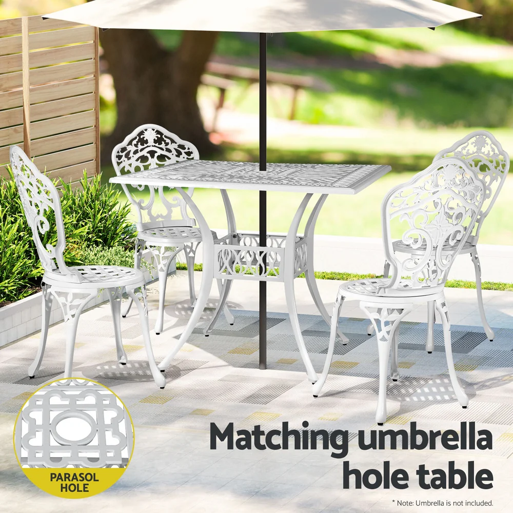 5 Piece Aiden Aluminium Garden Patio Set - White - Image 6