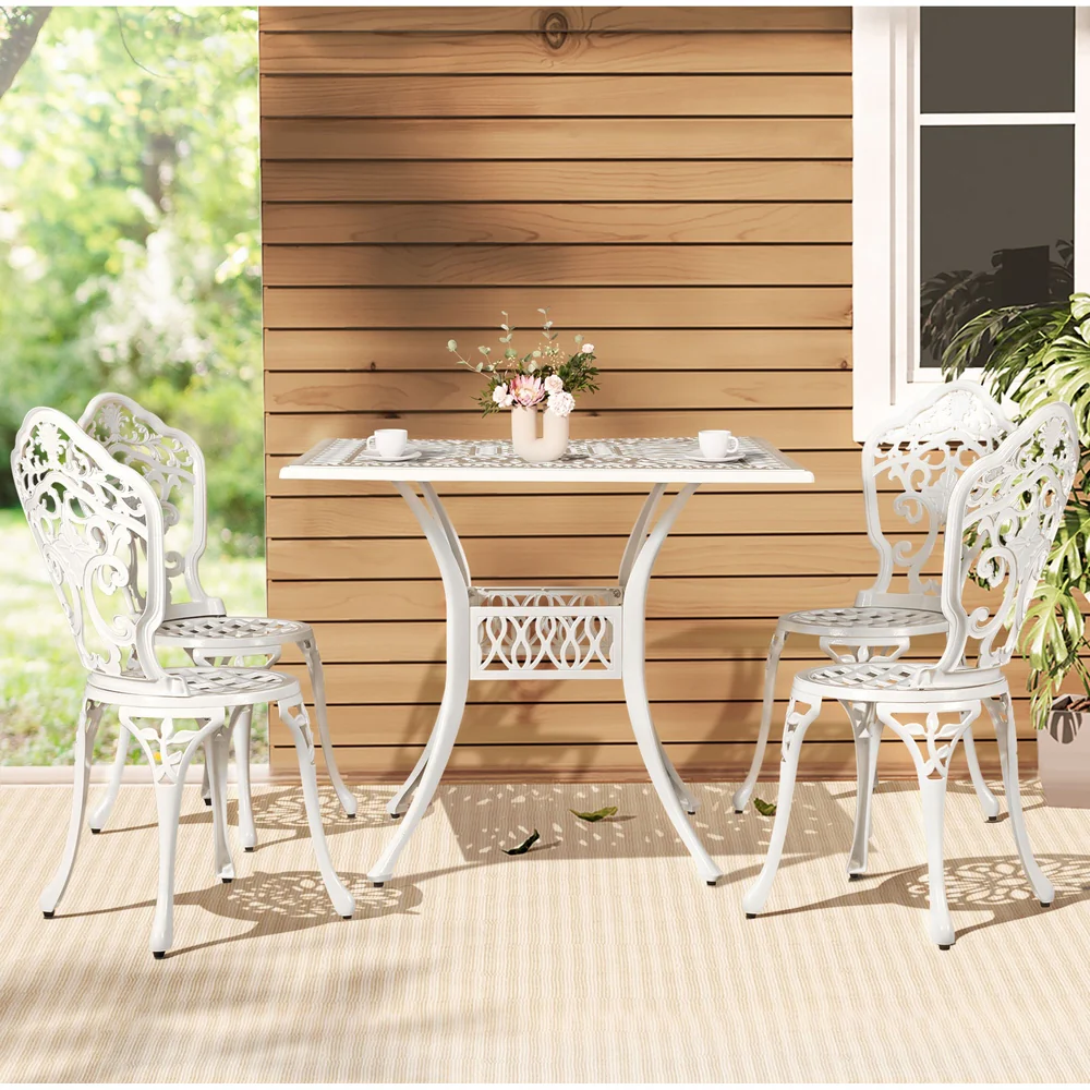 5 Piece Aiden Aluminium Garden Patio Set - White - Image 7