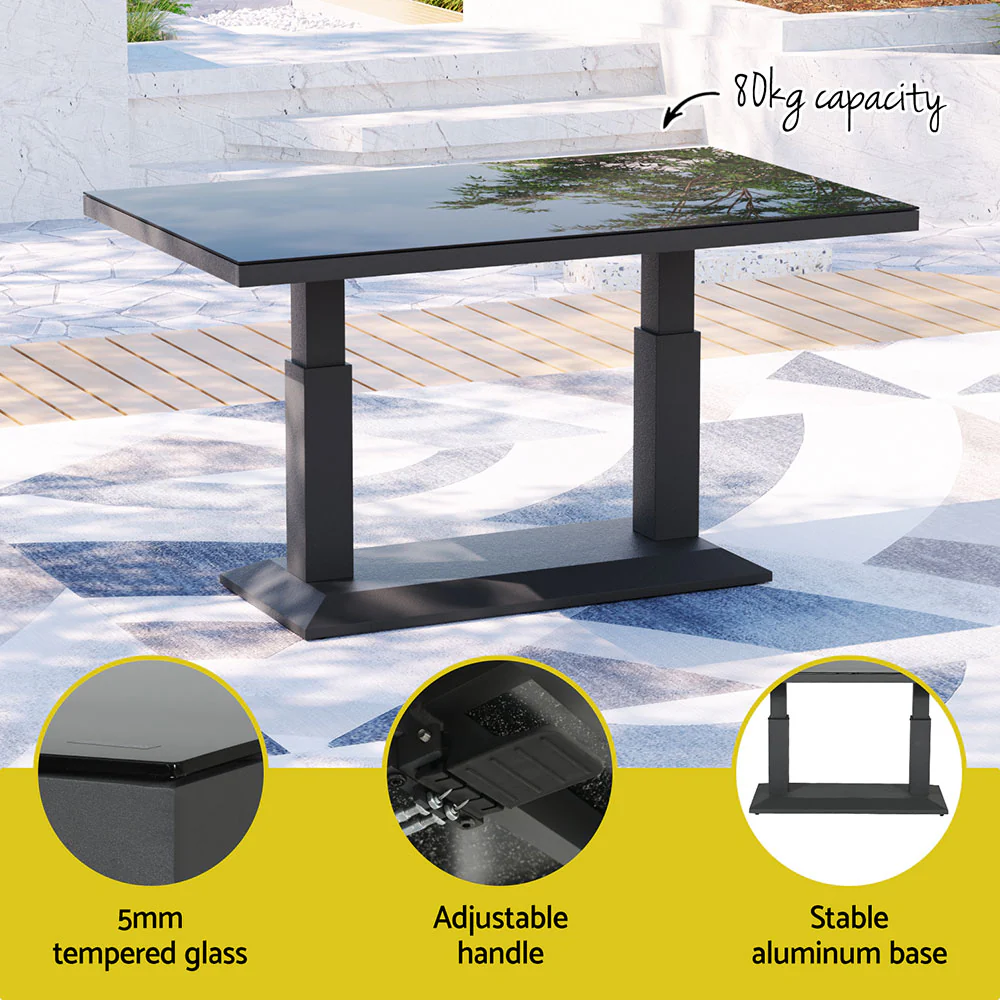 5-Piece Outdoor Furniture Setting Table Chair Set Aluminium Sofa 7-Seater - Image 6