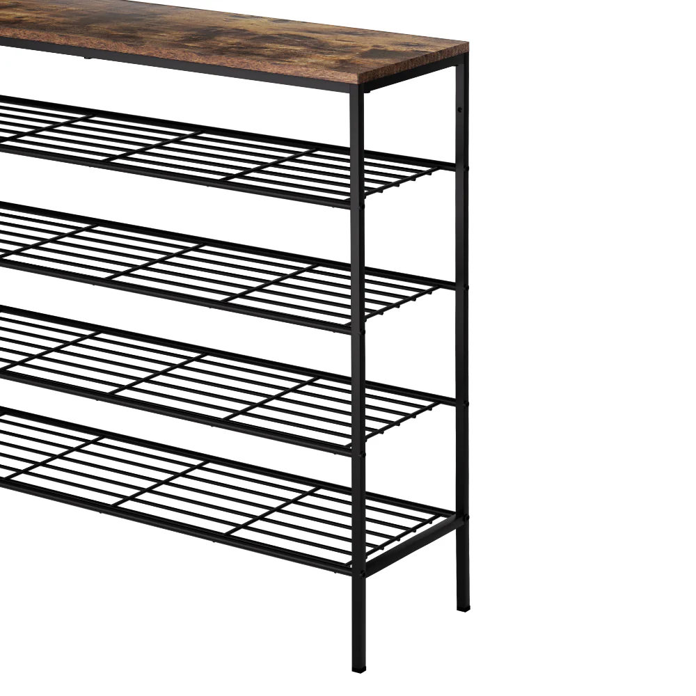 5-Tier Industrial Shoe Rack – Walnut & Black - Image 4