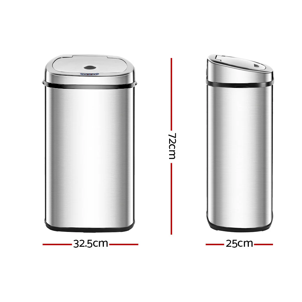 50L Motion Sensor Bin Rubbish Automatic Silver - Image 2