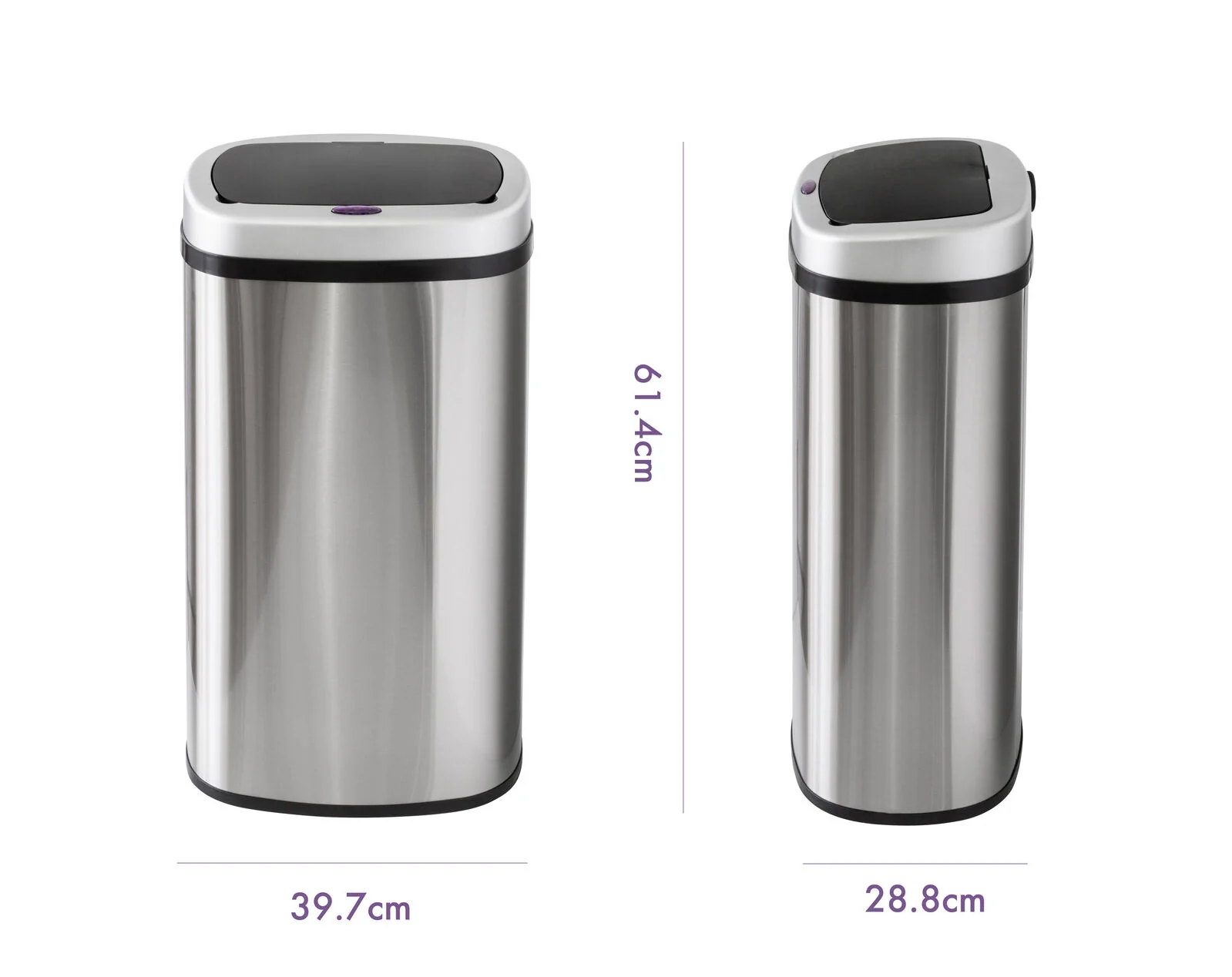 50L Stainless Steel Motion Sensor Rubbish Bin - Image 2