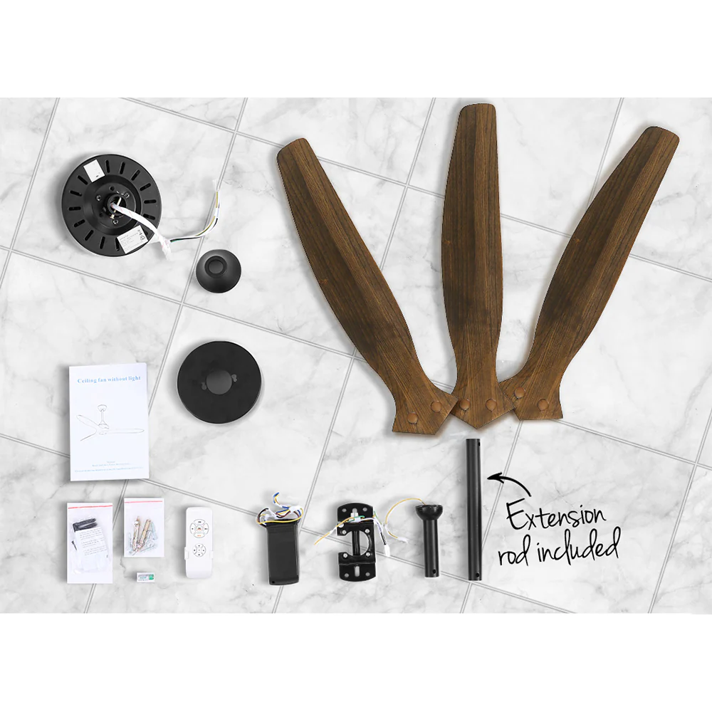 52'' Ceiling Fan AC Motor 3 Blades w/Remote - Dark Wood - Image 5