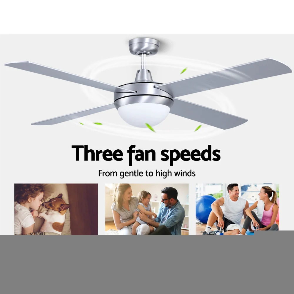 52'' Ceiling Fan AC Motor w/Light w/Remote - Silver - Image 4