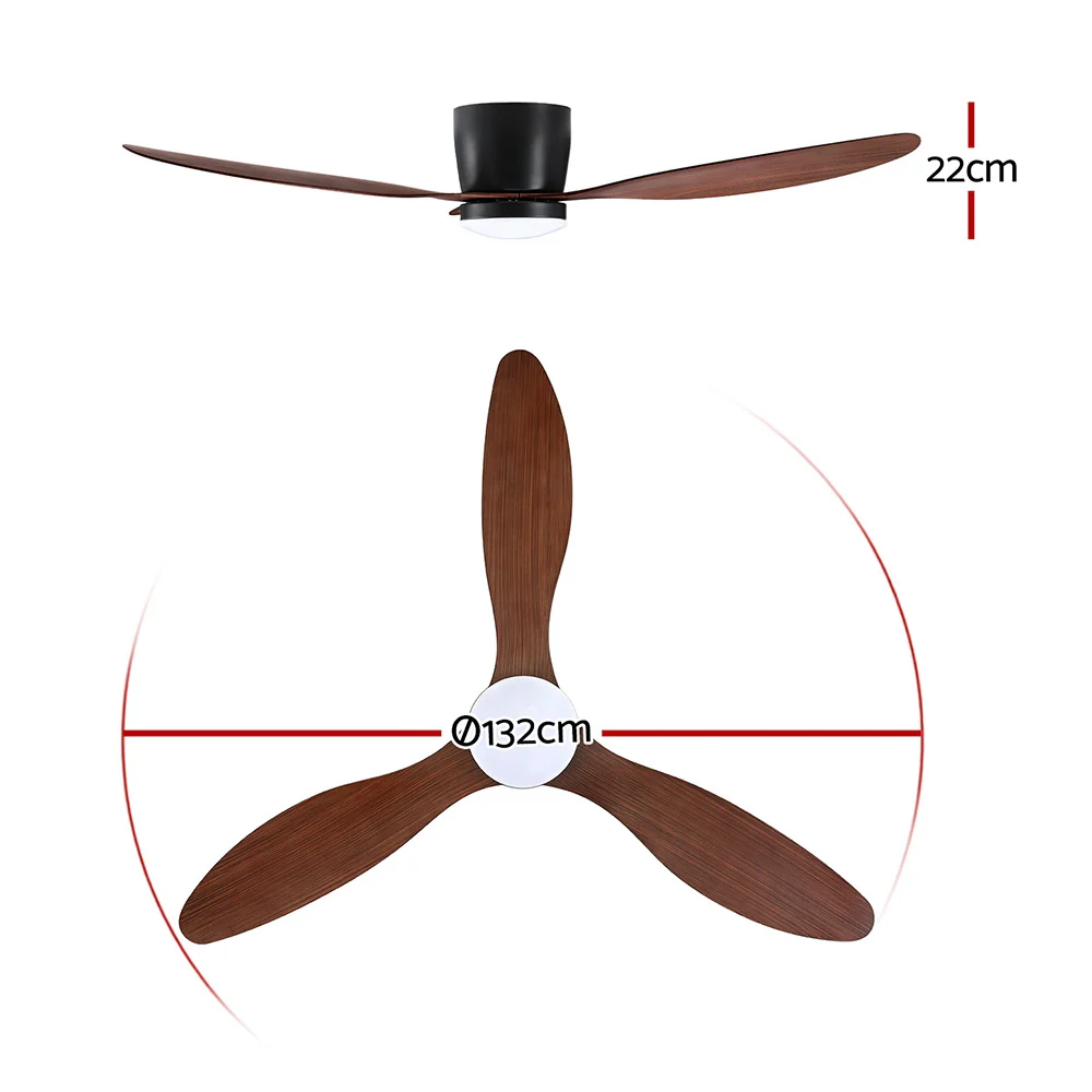 52'' Ceiling Fan DC Motor w/Light w/Remote - Dark Wood - Image 2