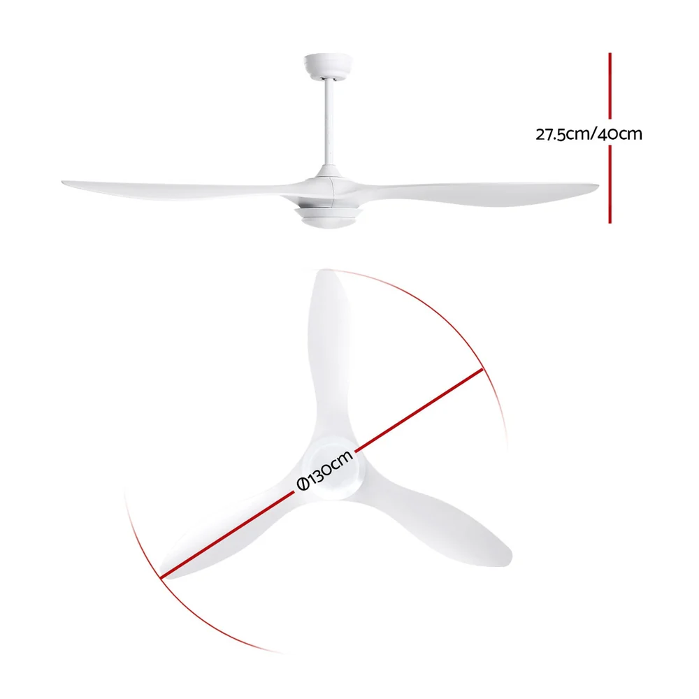 52'' Ceiling Fan DC Motor w/Light w/Remote - White - Image 2