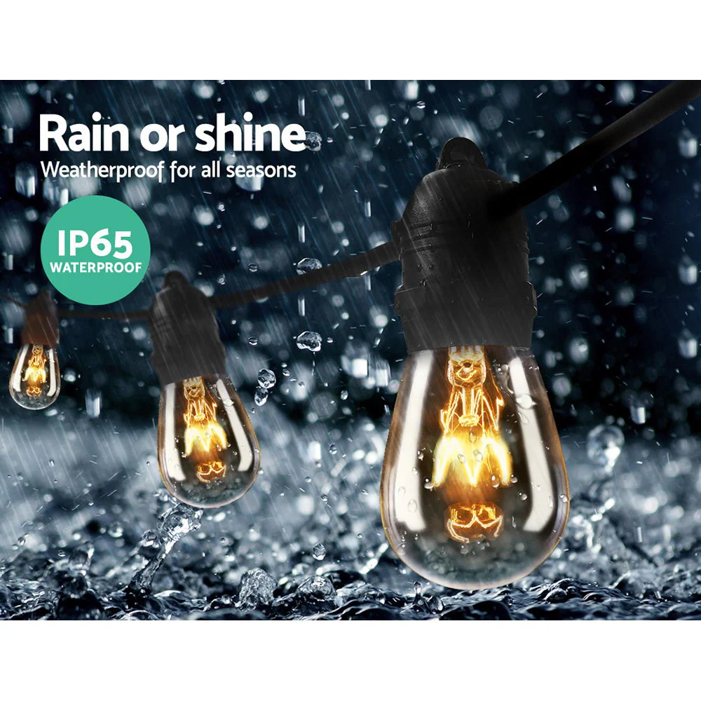 56m LED Festoon String Lights Outdoor Christmas Wedding Waterproof Garden Decor - Image 6