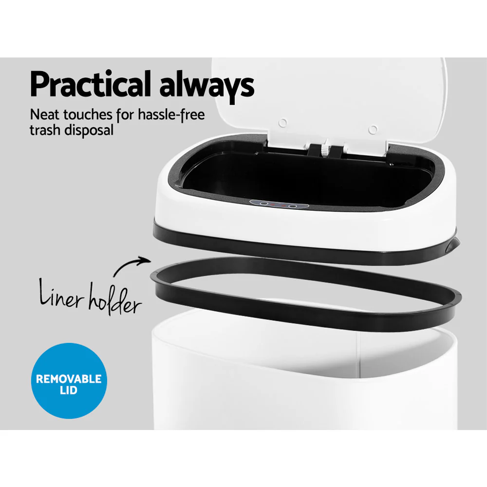 58L Motion Sensor Bin Rubbish Automatic White - Image 6