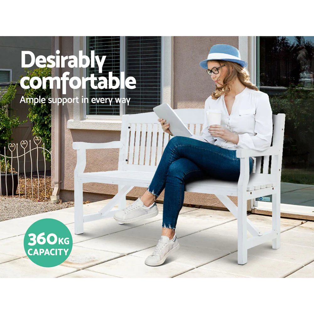 5FT Outdoor Garden Bench Wooden 3 Seat Chair Patio Furniture White - Image 5