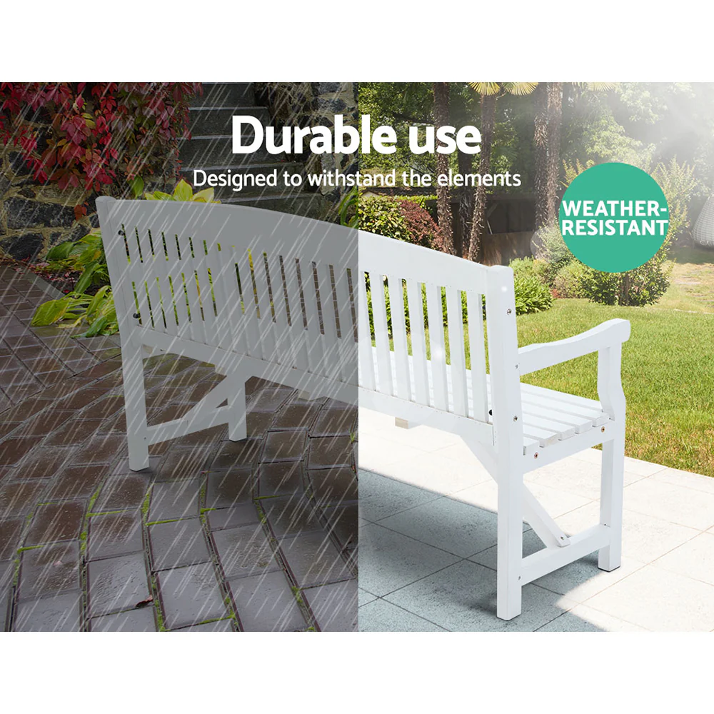 5FT Outdoor Garden Bench Wooden 3 Seat Chair Patio Furniture White - Image 6