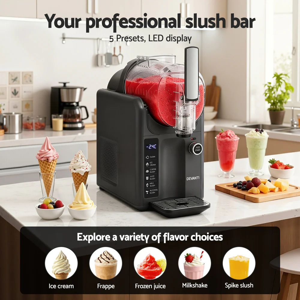 5 in 1 Slushie Machine and Ice Cream Maker 2L Grey – Soft Serve and Slush Maker - Image 7