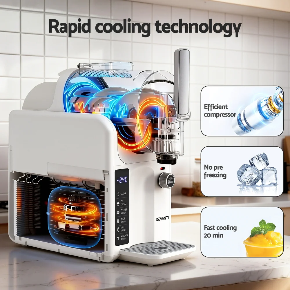 5 in 1 Slushie Machine and Ice Cream Maker 2L White – Soft Serve and Slush Maker - Image 6