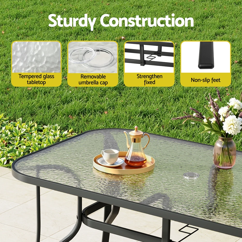 5PC Outdoor Dining Set Table and Chairs Patio Furniture Bistro Set Garden Black - Image 6